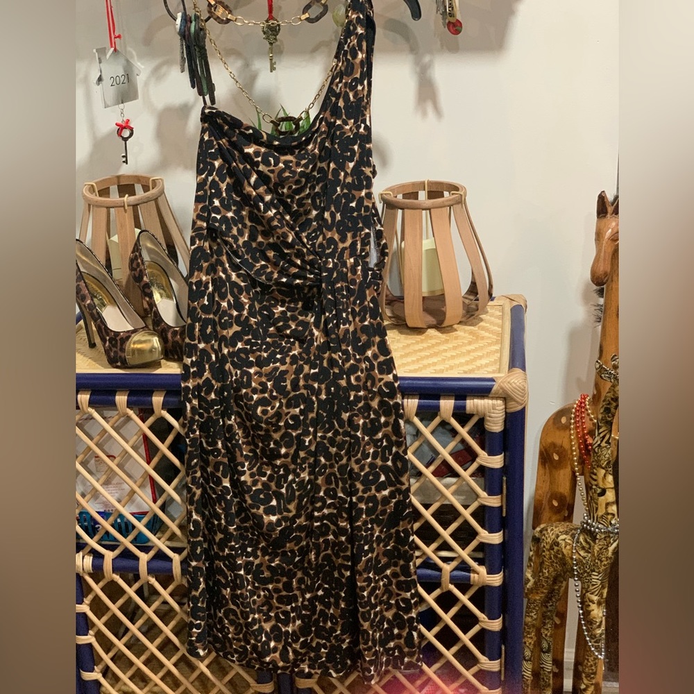 Michael Kors Animal Print Off the Shoulder Dress